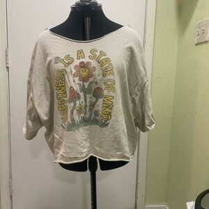 Source Unknown Cream Tee with Floral Happiness Graphic